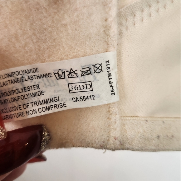 Fit Fully Yours Elise Moulded T-Shirt Underwire Bra Black Lace Beige Size 36DD - Picture 7 of 8